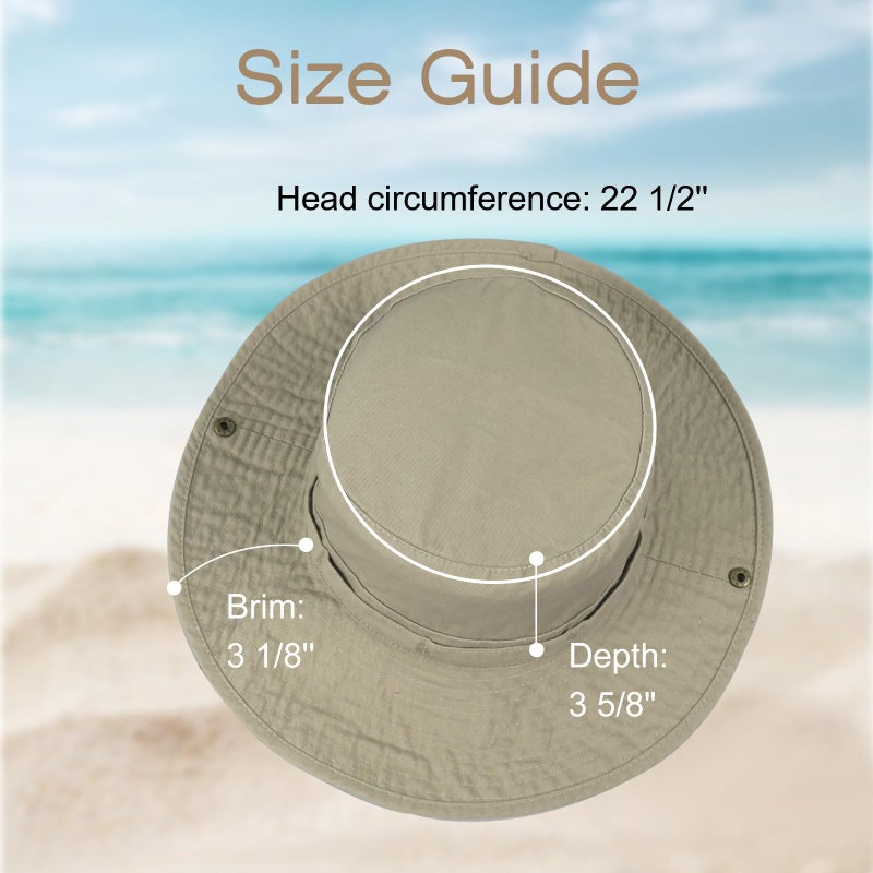 Phaiy Bucket Hat Wide Brim UV Protection Sun Hat Boonie Hats Fishing Hiking Safari Outdoor Hats for Men and Women Khaki - Image 5